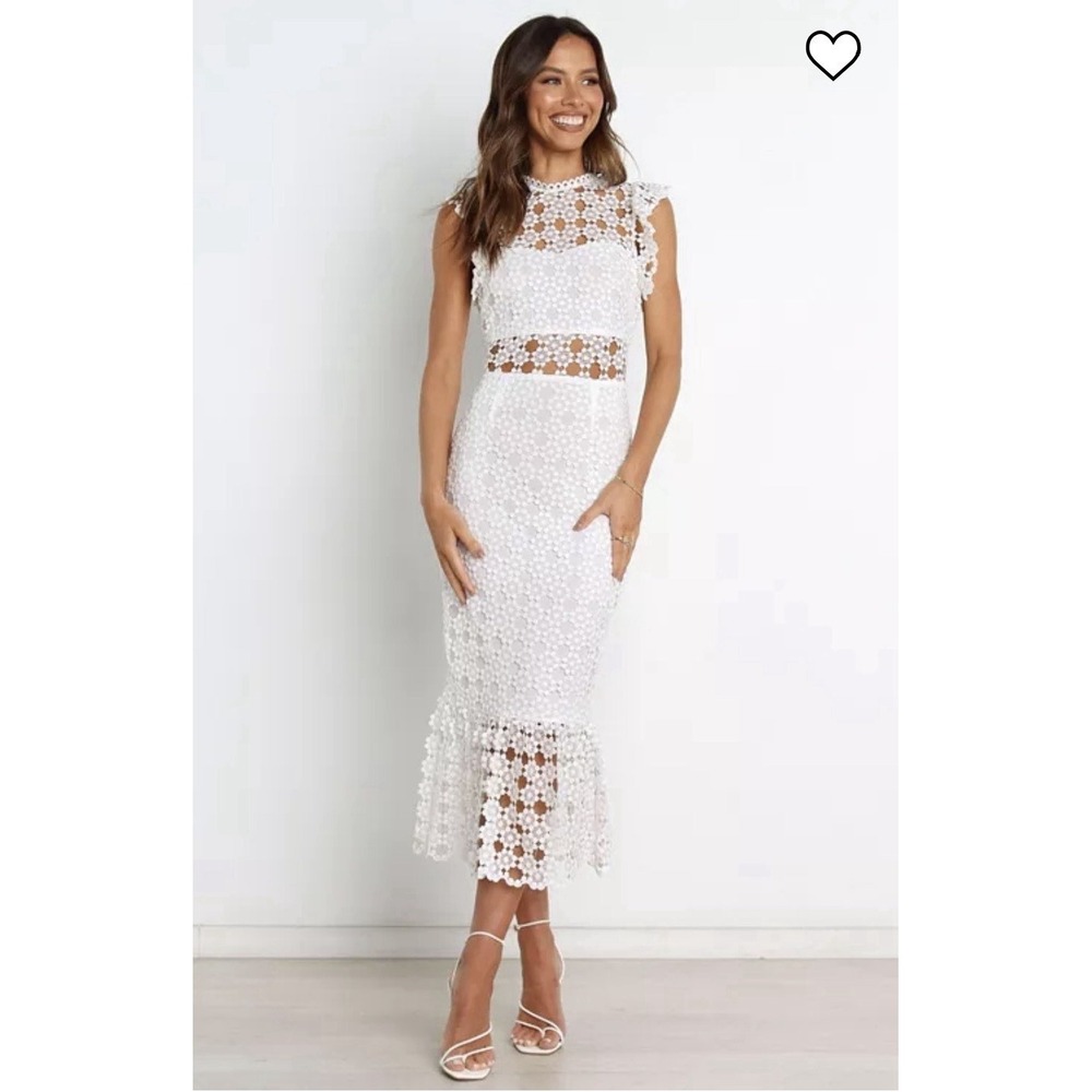NWT Petal & Pup Lauren White Lace Midi Dress Women's 8- Bridal Shower Graduation
